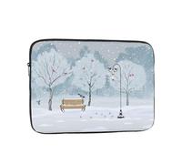 Birds in the park on a snowy day All Over Print Laptop Sleeve Slim Protective Computer Case Portable Zipper Notebook Cover Carrying Bag 10 inch