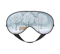 Birds in The Park On A Snowy Day Double Sided Sleep Mask, Adjustable Blackout, Silk-Like Eye Mask for Sleeping,Travel, Soft, Breathable, Lightweight Comfortable Blindfold