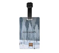 Birds in The Park On A Snowy Day Durable PVC Luggage Tag â€“ Personalized Name Tag for Suitcases, Backpacks & Travel Bags â€“ Easy Identification with Detachable Wrist Strap