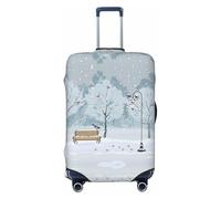 Birds in The Park On A Snowy Day Elastic Travel Luggage Cover Suitcase Protector Fits 18-32 Inch Luggage