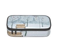 Birds in The Park On A Snowy Day Large Capacity Pencil Case, Multifunctional Pencil Case, Pencil Case for Teenagers, with Zipper, Suitable for Schools and Offices.