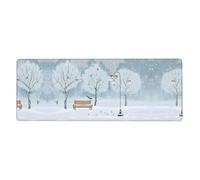 Birds in the park on a snowy day Mouse Pad 12x31.5in Extended Desk Mat