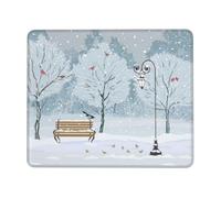 Birds In The Park On A Snowy Day Mouse Pad Office Desk Mat Writing Mat With Lock Edge Gaming Mouse Pad