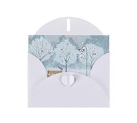 Birds In The Park On A Snowy Day Pattern Blank Greeting Cards For Birthdays, Valentine'S Day, Parties, Weddings, 4x6 Inches White Envelope