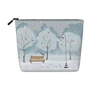 Birds in The Park on a Snowy Day Patterned Single Layer Cosmetic Bag, Travel Toiletry Bag, Suitable for Business Trips and Daily use.