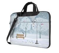 Birds In The Park On A Snowy Day Printed Waterproof Laptop Case Ultra-Thin Portable One-Shoulder Laptop Bag 600d Oxford 13in/14in/15.6in