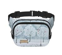Birds in The Park On A Snowy Day Square Double-Layer Waist Bag Chest Bag Crossbody Bag Running Travel Hiking Waist Bag