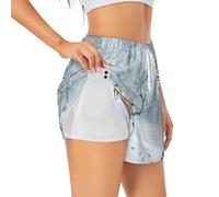Birds in The Park On A Snowy Day Women's Athletic Shorts Summer Daily Leisure Jogging Cycling Outdoor Exercise White