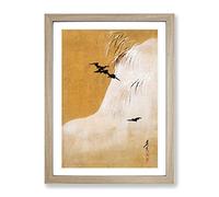 Birds In The Snow By Shibata Zeshin Asian Japanese Framed Print | A3 Oak Framed Wall Art | Ready to Hang | Asian Landscape Picture | Living Room Bedroom Lounge Office