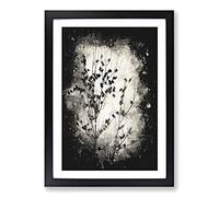Birds in The Tree Paint Splash Framed Print | A2 Black Framed Wall Art | Ready to Hang | Modern Floral Picture | Living Room Bedroom Lounge Office
