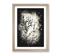 Birds In The Tree Paint Splash Modern Framed Wall Art Print, Ready to Hang Picture for Living Room Bedroom Home Office Décor, Oak A2 (64 x 46 cm)