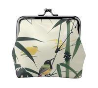 Birds Landed on Branches Printed Coin Purse for Women Cute PU Leather Coin Wallet Mini Coin Purse Pouch with Kiss-Lock