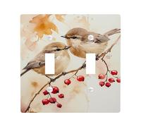 Birds Light Switch Cover Plate/Outlet Covers, Autumn Feathers for Home Decor, Thermoplastic Wall Plates, Standard Size Double Toggle