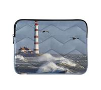 Birds Lighthouse Blue Laptop Sleeve, Quilted Laptop Case 15 Inch for Women