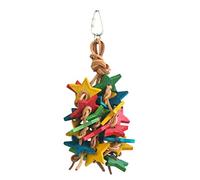 Birds LOVE Wood Stars and Leather Toy for Bird Cage Stand or Playgym, Medium Parrots Conures Quakers Caiques Mini Cockatoos African Grey