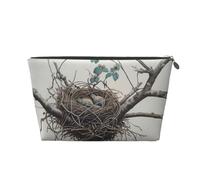 Birds Nest 1 Printed Travel Cosmetic Bags with Silver Zipper Makeup Organizer Cosmetic Case Toiletry Bag for Women Mom Girls