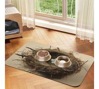 Birds Nest Dog Food Mats for Floors, 16x24 Inch Non-Slip Super Absorbent Pet Food Mat, Dishwasher Dog Mat for Food and Water, Cute Rubber Quick Dry Pet Feeding Mat for Dogs Puppy Cats
