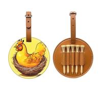 Bird's Nest Golden Chicken Brown Printed Golf tee Storage Bag - Portable Design, Easy to Organize tee