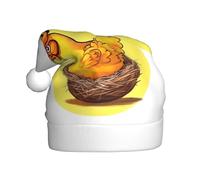 Bird'S Nest Golden Chicken Christmas Hat For Adult.Festive Christmas Beanie With Pom Pom, Unisex Holiday Cap For Xmas Parties.