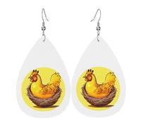 Bird's Nest Golden Chicken Leather Earring Pairs Teardrop Faux Leather Earrings Set for Women Lightweight Leather Dangle Drop Earrings.