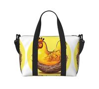 Bird's Nest Golden Chicken Printed Travel Tote Bag, Large Capacity Gym Bag, Lightweight Weekend Travel Shoulder Bag, Unisex