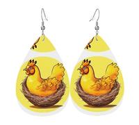 Bird's Nest Golden Chicken Teardrop-shaped leather earrings are a luxurious and fashionable accessory suitable for women, showcasing individual charm.
