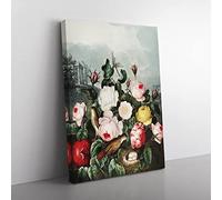 Birds Nest In The Roses By Robert John Thornton Vintage Canvas Wall Art Print Ready to Hang, Framed Picture for Living Room Bedroom Home Office Décor, 76x50 cm (30x20 Inch)