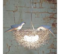 Bird's Nest Light LED Bird's Nest Light, Glass Shade, Resin Bird, Aluminium Wire Cage, for Coffee Bar Rustic Room