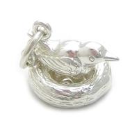 Birds Nest opening sterling silver charm .925 x 1 Bird Nest charms