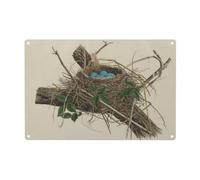 Birds Nest Print Metal Tin Signs Funny Metal Signs,Poster Plaque Sign Wall Hanging Decorations 12x8inch