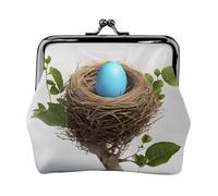 Birds Nest Print Print Coin Purse for Men Women Leather Kiss Lock Small Pouch Coin Wallet