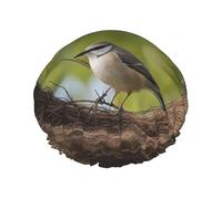 Birds Nest Print Reusable Double Layers Shower Cap, Bathing Shower Caps Women Large Shower Caps