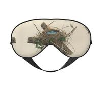 Birds Nest Print Sleep Mask Silk Eye Cover Soft Satin Blindfold Elastic Strap Night Eyeshade Travel Nap for Women Men