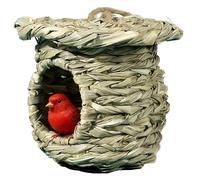 Bird's Nest Shelter - 12cm Woven Grass House, Rustic Finch Enclosure | Breathable Natural Parrot Hut for Backyard Use Aviary Hanging Wicker Manufactured Cage Accessory Lightweight Ec