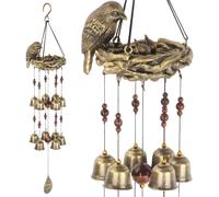 Bird's Nest Wind Chimes, Bird Chimes with 12 Wind Chimes Bronze