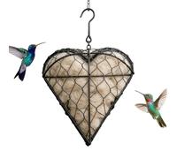 Birds Nests Material Holder - Heart Shape Handmade Iron Refillable Holder,Hummingbird Nesting Material Hanger | for Indoor Outdoor Aviary Breeding Sleeping Perching Hiding Resting Keeping