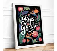Birds of Paradise Botanical Framed Wall Art Print A2 White | Ready to Hang, Premium Gi Paper, Fade-Resistant Inks, Securely Packaged, UK Made