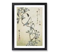 Birds on a Camellia Branch by Utagawa Hiroshige Framed Print | A2 Black Framed Wall Art | Ready to Hang | Asian Floral Picture | Living Room Bedroom Lounge Office