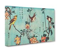 Birds On A Cherry Blossom Tree By Utagawa Hiroshige Canvas Print | Gallery Wrapped 30mm Frame Wall Art | 30x20 inches | Ready to Hang | Asian Floral Picture | Living Room Bedroom Lounge Office