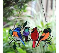 Birds On A Wire Colorful Window Hanging Decorations-Birds Window Home Decor Gifts-Garden Suncatchers Metal Hummingbird Cardinal