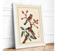 Birds on Blooming Branch Japandi Framed Wall Art Print A2 (59.4×42cm) White, Wall Decor for Living Room, Bedroom, Office & Home, Ready to Hang, Art Gift