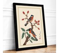 Birds on Blooming Branch Japandi Framed Wall Art Print A3 (42×29.7cm) Black, Wall Decor for Living Room, Bedroom, Office & Home, Ready to Hang, Art Gift