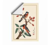 Birds on Blooming Branch Japandi Unframed Wall Art Print A3 (42×29.7cm), Wall Decor for Living Room, Bedroom, Office & Home, Art Gift