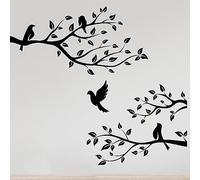 Birds on Branch Wall Vinyl Sticker Art Decal Living Room Transfer Furniture Decoration Door Mural Kitchen Tree Leaves