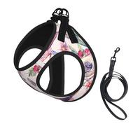 Birds On Branches And Butterflies Print Harness Leash Set For Cat And Small Dog, Adjustable, Reflective, And Escape-Proof Vest With Soft Breathable Mesh Lining