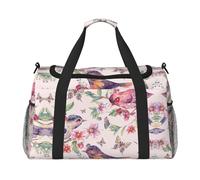 Birds On Branches and Butterflies Print Womens Sports Bags Travel Bag - Gym Tote Bag with Compartment,Duffel Bags for Men,Ladies Holdall,Carry On Weekend Travel Handbags for Women