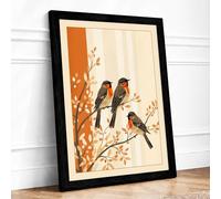 Birds on Branches Botanical Framed Wall Art Print A2 (59.4×42cm) Black, Wall Decor for Living Room, Bedroom, Office & Home, Ready to Hang, Art Gift
