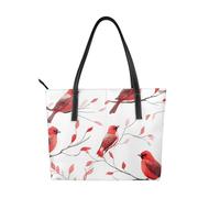 Birds On Branches Vegan Leather Handbag for Women Leaves Tote Bag with Top Handle, Large Shoulder Purse for Everyday Work Travel