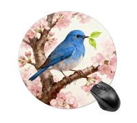 Birds on Cherry Blossom Tree Mouse Pad Round Laptop Mouse Mat Cute Computer Mousepad Keyboard Pad Non-Slip Desk Pads for Gaming Office Work Home