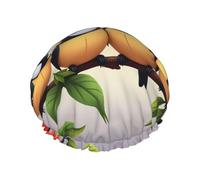 Birds On Flower Branch Waterproof Reusable Shower Cap For Women - Elastic Hair Cover For Bath, Spa, Travel & Daily Use